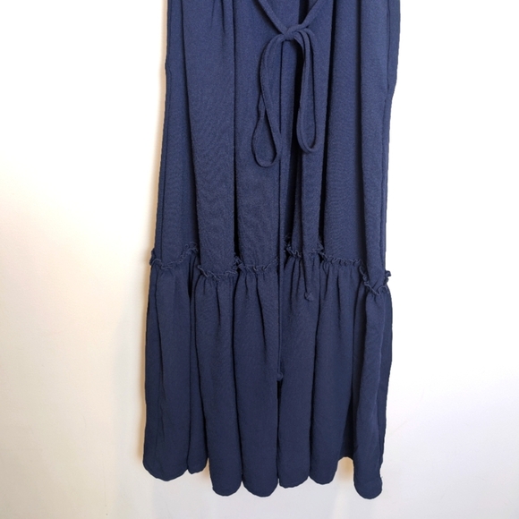 Karen Kane Navy Blue Fit And Flare Puff Sleeve Tea-Length Dress Size Large - Picture 4 of 11